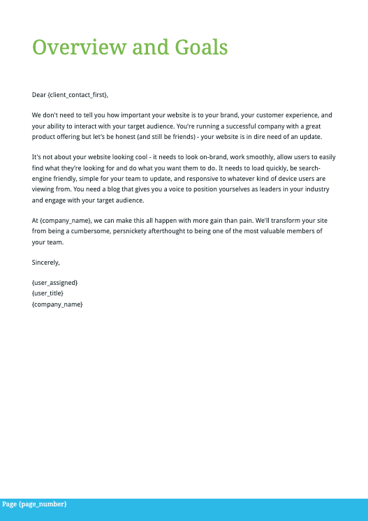 Wordpress Development Proposal Template